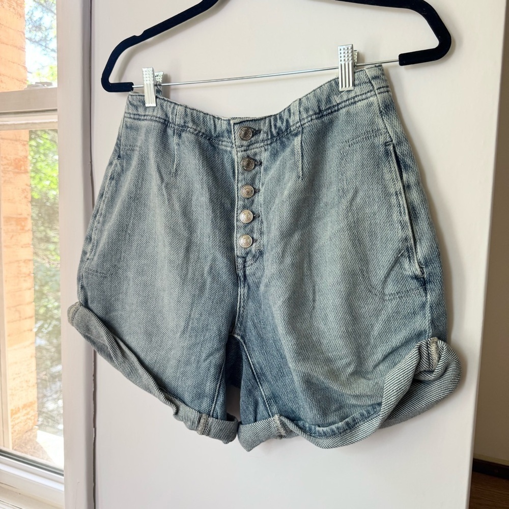 New Free People Osaka Jean Shorts Blue 26 - Picture 5 of 11